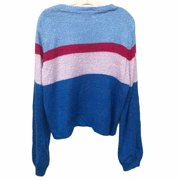 Ten Sixty Sherman Blue Crew Neck Striped Long Sleeve Sweater XL Women's - Picture 3 of 6